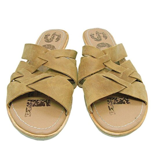 Sorel Womens Tan Ella Weave Leather Classic Open Toe Slip On Slide Sandal Size 7 - Picture 7 of 11